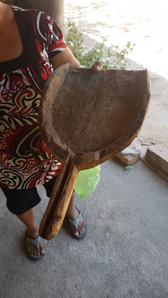Wooden spoon used to capture distillation