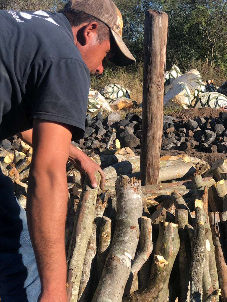 Oven being loaded with wood