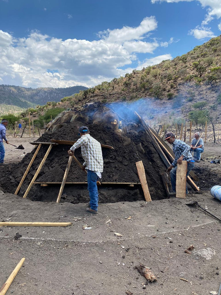 setting supports and covering oven Derrumbes Durango